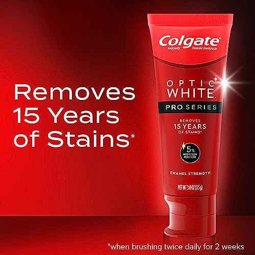 Colgate Optic White Pro Series Whitening Toothpaste with 5% Hydrogen Peroxide, Stain Prevention, 3 Oz Tube