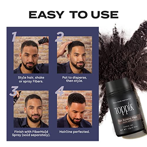 Toppik Hair Building Fibers, Medium Brown, 27.5g | Fill In Fine or Thinning Hair | Instantly Thicker, Fuller Looking Hair | 9 Shades for Men & Women