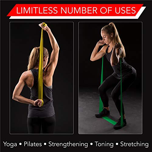 THERABAND Resistance Bands Set, Professional Non-Latex Elastic Band For Upper & Lower Body Exercise, Strength Training without Weights, Physical Therapy, Pilates, Rehab, Yellow & Red & Green, Beginner