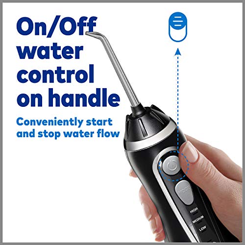 Waterpik Cordless Advanced Water Flosser For Teeth, Gums, Braces, Dental Care With Travel Bag and 4 Tips, ADA Accepted, Rechargeable, Portable, and Waterproof, Gray WP-587