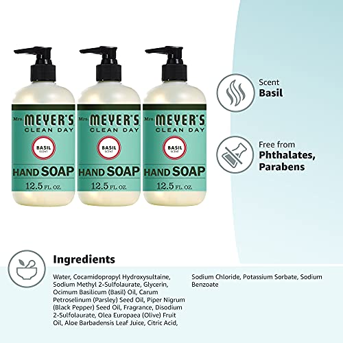 MRS. MEYER'S CLEAN DAY Clean Day Liquid Hand Soap, Cruelty Free and Biodegradable Formula, Honeysuckle Scent, 12.5 oz- Pack of 3