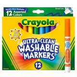 Crayola Broad Line Markers (12 Count), Washable Markers for Kids, Assorted, Great for Classrooms & School Supplies, Ages 3+