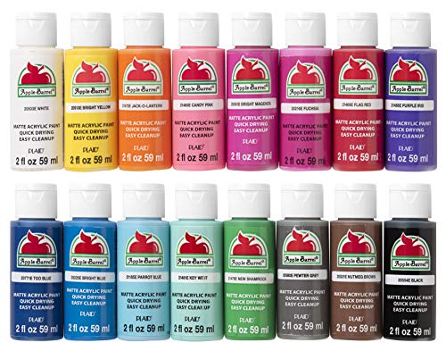 Apple Barrel Acrylic Paint Set (2-Ounce), Best Colors Count, 32 Fl Oz (Pack of 16)