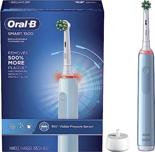 Oral-B Smart 1500 Rechargeable Electric Powered Toothbrush, Black with Visible Pressure Sensor to Protect Gums - 3 Modes - 2 Minute Timer – Deep Cleans