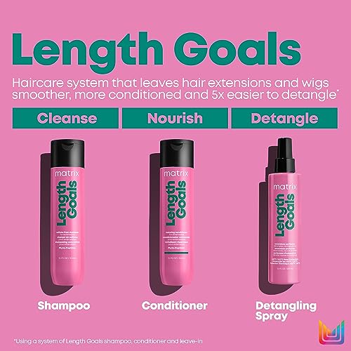 Matrix Length Goals Shampoo | Protects Color Vibrancy & Restores Shine | Sulfate-Free | For Hair Extensions and Wigs | Smoothing and Detangling | Packaging May Vary | 10.1 Fl. Oz.