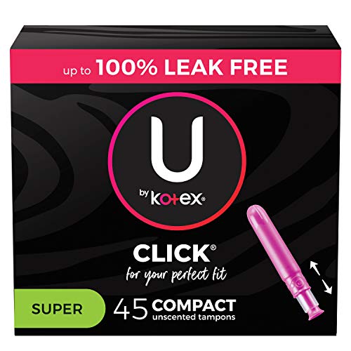 U by Kotex Click Compact Tampons, Super Absorbency, Unscented, 45 Count