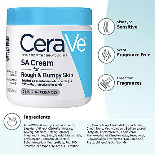 CeraVe Moisturizing Cream with Salicylic Acid | Exfoliating Body Cream with Lactic Acid, Hyaluronic Acid, Niacinamide, and Ceramides | Fragrance Free & Allergy Tested | 19 Ounce