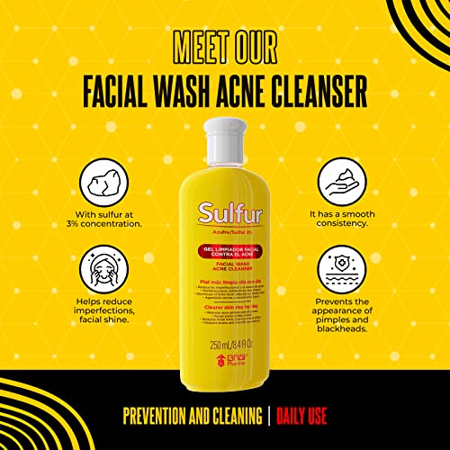 Sulfur Grisi, Facial Wash and Cleanser, Reduces Oil Excess Pimples. 8.4 Fl Oz, Bottle