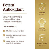 Solgar Zinc 50 mg, 100 Tablets - Zinc for Healthy Skin, Taste & Vision - Immune System & Antioxidant Support - Supports Cell Growth & DNA Formation - Non GMO, Vegan, Gluten Free - 100 Servings