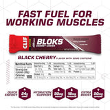 CLIF BLOKS - Black Cherry Flavor with Caffeine - Energy Chews - Non-GMO - Plant Based - Fast Fuel for Cycling and Running - Quick Carbohydrates and Electrolytes - 2.12 oz. (18 Count)