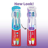 Colgate 360 Extra Soft Toothbrush for Sensitive Teeth and Gums with Tongue and Cheek Cleaner, 2 Pack