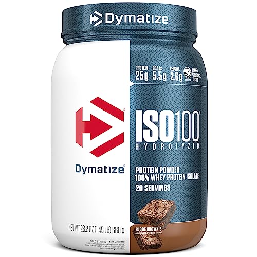 Dymatize ISO100 Hydrolyzed Protein Powder, 100% Whey Isolate Protein, 25g of Protein, 5.5g BCAAs, Gluten Free, Fast Absorbing, Easy Digesting, Strawberry, 20 Servings