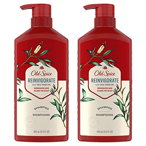 Old Spice Reinvigorate Shampoo for Men with Tea Tree Oil, 21.9 Oz Each, Twin Pack