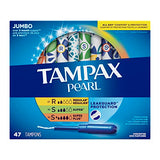 Tampax Pearl Tampons Multi Pack, with LeakGuard Braid, Regular/Super/Super Plus Absorbency, Unscented, 47 Count