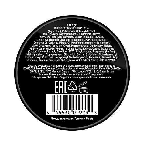 SexyHair Style Frenzy Matte Texturizing Paste, 2.5 Oz | Fullness, Texture and Definition | Helps Create Bulk | Semi-Matte