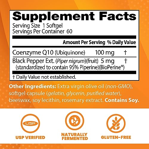 Doctor's Best High Absorption CoQ10 with BioPerine, Gluten Free, Naturally Fermented, Heart Health, Energy Production, 100 mg, 120 Count