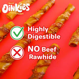 Hartz Oinkies Porkalicious Smoked Pig Skin Chicken Jerky Twists Dog Treats, 32 Count