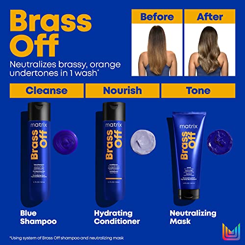 Matrix Brass Off Nourishing Conditioner | Moisturizes Dry Hair | For Color Treated & Bleached Hair | Non-Color Depositing | Leave In Conditioner | Salon Conditioner | Packaging May Vary | 10.1 Fl. Oz