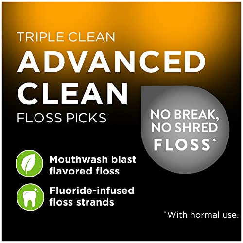 DenTek Triple Clean Advanced Clean Floss Picks, No Break & No Shred Floss, 150 Count, Pack of 3