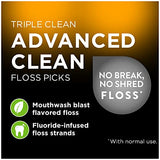 DenTek Triple Clean Advanced Clean Floss Picks, No Break & No Shred Floss, 150 Count, Pack of 3