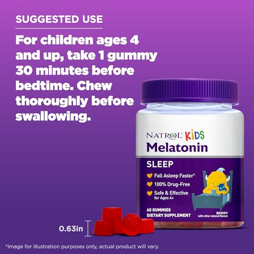 Natrol Kids Melatonin 1mg, Dietary Supplement for Restful Sleep, 140 Berry-Flavored Gummies, 140 Day Supply