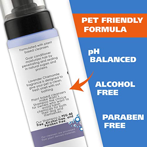 Wahl Pet Friendly Waterless No Rinse Shampoo for Animals – Lavender & Chamomile for Cleaning, Conditioning, Detangling, & Moisturizing Dogs & Horses – 7.1 Oz - Model 820014A