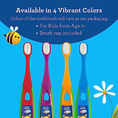 GuruNanda Kids Butter On Gums Training Toothbrush with Cover - Cute Giraffe Design, Extra Soft Bristles for Gentle Cleaning - Ergonomic Handle - BPA & Cruelty Free - 1 Pack (Age 1+)