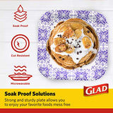 Glad Square Disposable Paper Plates for All Occasions | Soak Proof, Cut Proof, Microwaveable Heavy Duty Disposable Plates | 8.5 Diameter, 50 Count Bulk Paper Plates,Purple