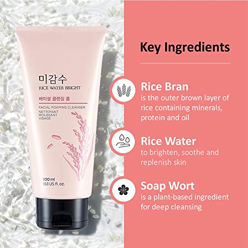 THE FACE SHOP Rice Water Bright Foam Cleanser 300ml, 10.14 Fl Oz (Pack of 1)