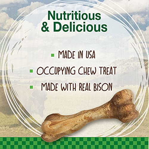 Nylabone Healthy Edibles WILD Natural Long-Lasting Dog Treats - Dog Bone Treats - Bison Flavor, Large (1 Count)