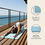 Retrospec Solana Yoga Mat 1" Thick w/Nylon Strap for Men & Women - Non Slip Exercise Mat for Home Yoga, Pilates, Stretching, Floor & Fitness Workouts, Blue Mist