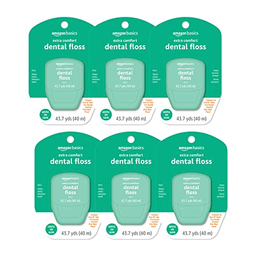 Amazon Basics Extra Comfort Mint Dental Floss, 40 M, 131.2 Foot (Pack of 6) (Previously Solimo)