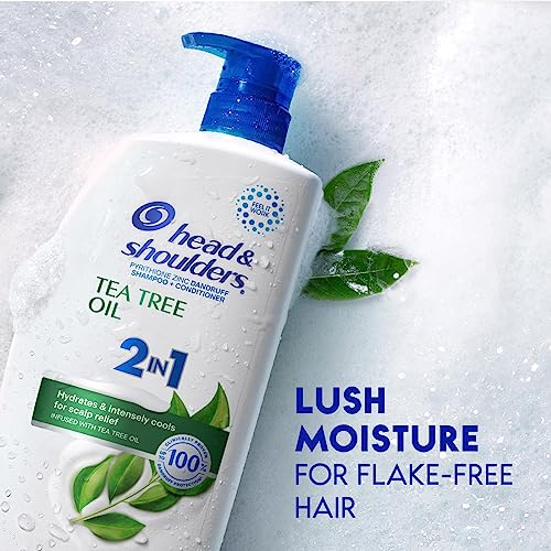 Head & Shoulders 2 in 1 Dandruff Shampoo and Conditioner, Anti-Dandruff Treatment, Tea Tree Oil for Daily Use, 32.1 oz Each, Twin Pack