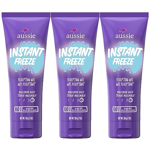 Aussie Instant Freeze Sculpting Maximum Hold Hair Gel with Jojoba Oil, Sea Kelp and Australian Aloe, 7 Oz (Triple Pack)