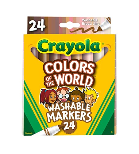 Crayola Colors of The World Skin Tone Markers, Classroom Supplies, Gift for Kids, 24 Count (Styles Vary)