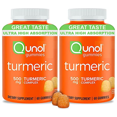 Turmeric Gummies, Qunol Gummy with 500mg Turmeric Curcumin, Joint Support Supplement, Ultra High Absorption Tumeric Curcumin, Vegan, Gluten Free, 90 Count