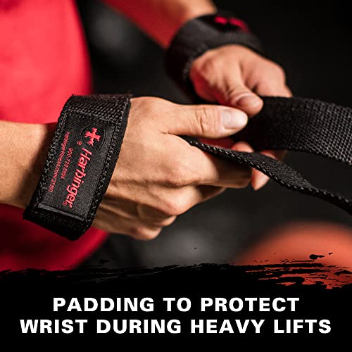 Harbinger Padded Cotton Lifting Straps with NeoTek Cushioned Wrist (Pair), Black , 5 mm