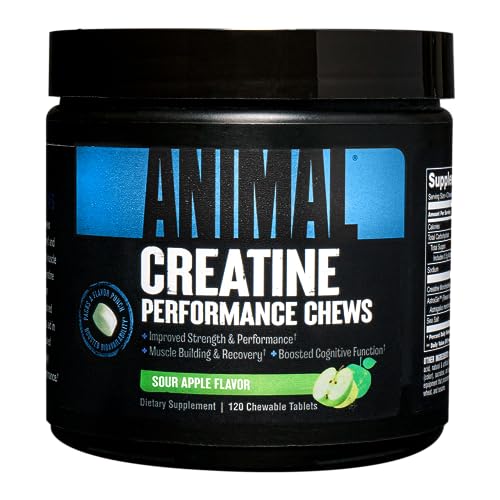 Animal Creatine Chews Tablets - Enhanced Creatine Monohydrate with AstraGin to Improve Absorption, Sea Salt for Added Pumps, Delicious and Convenient Chewable Tablets - Fruit Punch