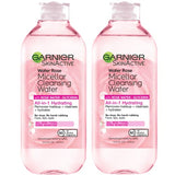 Garnier SkinActive Micellar Water with Rose Water and Glycerin, Facial Cleanser & Makeup Remover, All-in-1 Hydrating, 13.5 Fl Oz (400mL), 2 Count (Packaging May Vary)