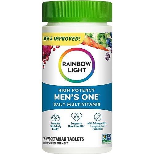 Rainbow Light Multivitamin for Men, Vitamin C, D & Zinc, Probiotics, Mens One Multivitamin Provides High Potency Immune Support, Non-GMO, Vegetarian, 150 Tablets