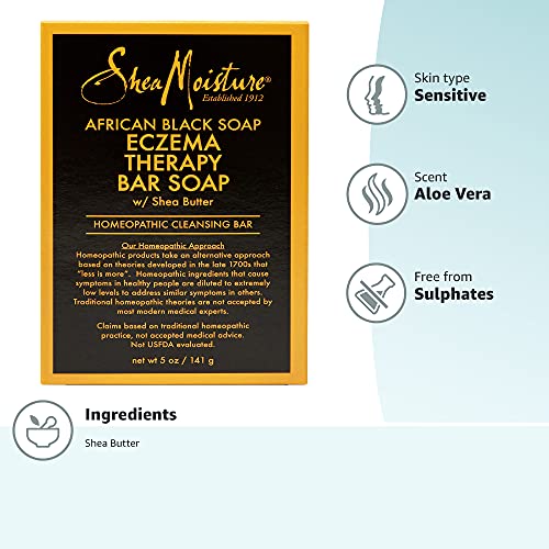 SheaMoisture Bar Soap for Eczema African Soap with Shea Butter, Black, Aloe Vera, 5 Ounce