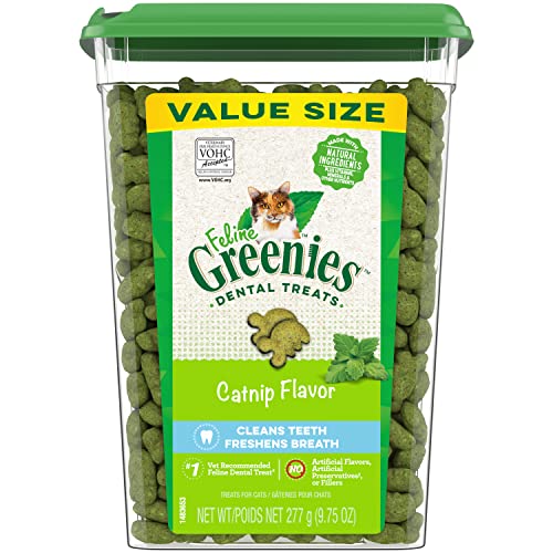 FELINE GREENIES Natural Dental Care Cat Treats Savory Salmon Flavor, 21 oz. Tub