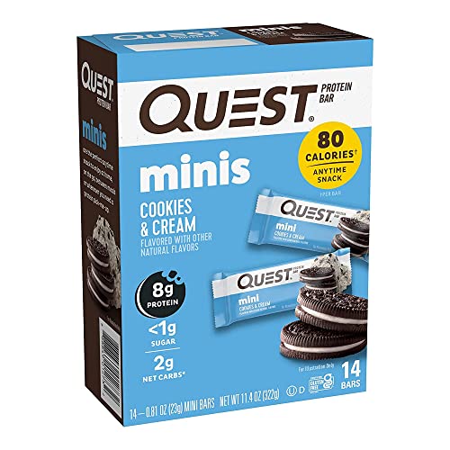 Quest Nutrition Mini Cookies & Cream Protein Bars, High Protein, Low Carb, Keto Friendly, 14 Count