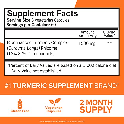 Turmeric Curcumin Supplement, Qunol Turmeric 1500mg With Ultra High Absorption, Joint Support Supplement, Extra Strength Turmeric Capsules, 2 Month Supply, 180 Count (Pack of 1)