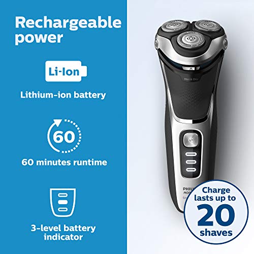 Philips Norelco Shaver 3500, Rechargeable Wet & Dry Electric Shaver with Pop-Up Trimmer and Storage Pouch, S3212/82