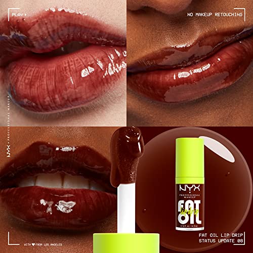 NYX PROFESSIONAL MAKEUP Fat Oil Lip Drip, Moisturizing, Shiny and Vegan Tinted Lip Gloss - My Main (Clear)