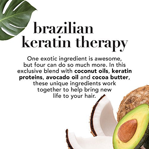 OGX Ever Straightening + Brazilian Keratin Therapy Hair-Smoothing Conditioner with Coconut Oil, Cocoa Butter & Avocado Oil, Paraben-Free, Sulfate-Free Surfactants, 13 Fl Oz