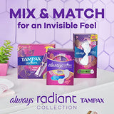 Tampax Radiant Tampons, Regular Absorbency, with Leakguard Braid, Unscented, 84 Count