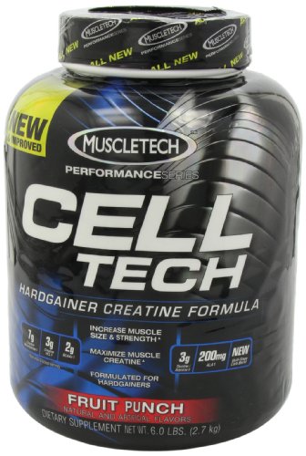 Creatine Monohydrate Powder MuscleTech Cell-Tech Creatine Post Workout Recovery Drink Muscle Builder For Men & Women Muscle Building Supplements Fruit Punch, 3 lbs (27 Serv)