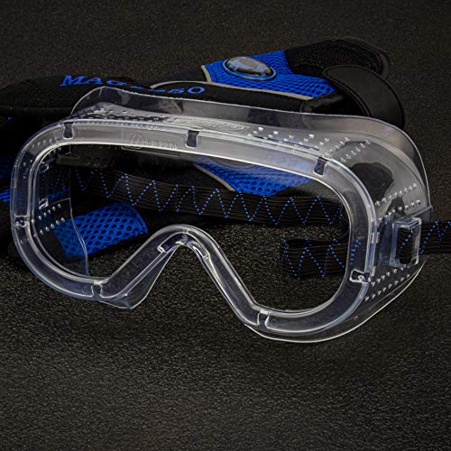 Neiko 53874A Clear Protective Lab Safety Goggles Chemistry, Scientific, Construction Goggles, Contractor Work, Woodworking, Anti-Fog and Splash, Includes Ventilation and for Men and Women